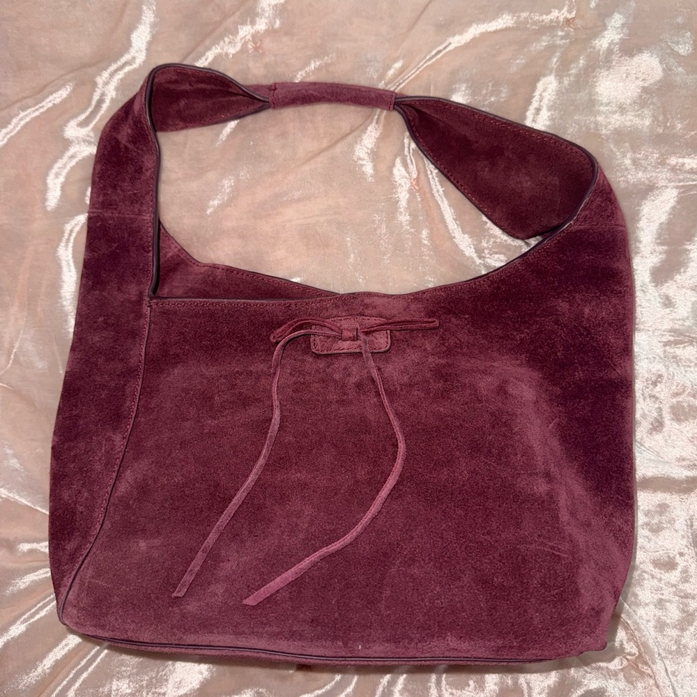 Lucky Brand Elegant Burgundy Suede Shoulder Bag